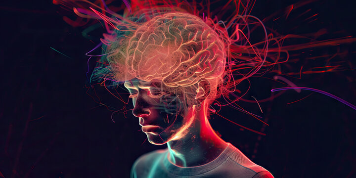 Tourette Syndrome: The Tics and Vocalizations - Visualize a person with highlighted brain showing neurotransmitter imbalance, experiencing tics and vocalizations