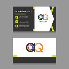 Elegant Photography Business Card AQ logo Design with Modern Elements