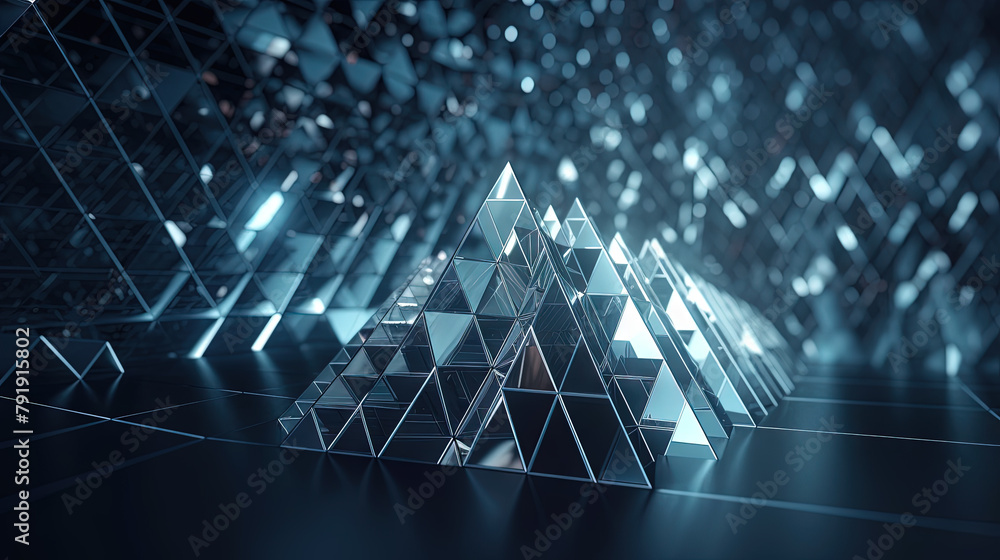 Poster Abstract background with structure of neon triangles and technology style.