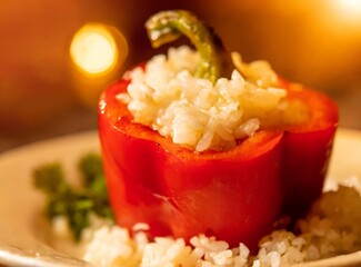 Stuffed red peppers with rice