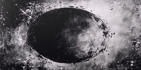 Black and white abstract painting with an oval in the center, conveying a sense of mystery and intrigue, perfect for contemporary art collections. - obrazy, fototapety, plakaty