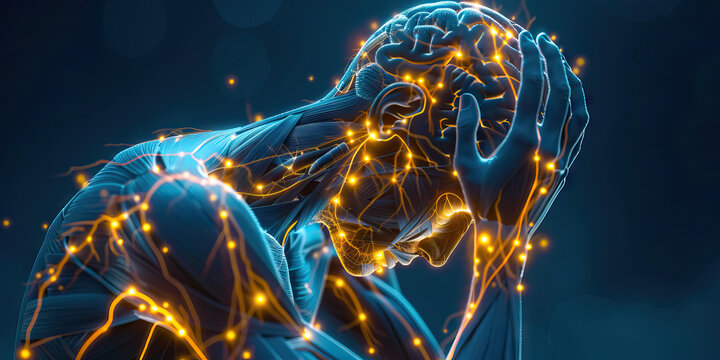 Peripheral Neuropathy: The Numbness and Tingling - Picture a person with highlighted nerves showing damage, experiencing numbness and tingling,