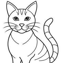 black and white cat cartoon logo icon vector illustration