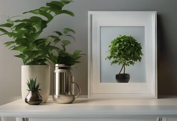 home interior plant render background frame close 3d Mock vase