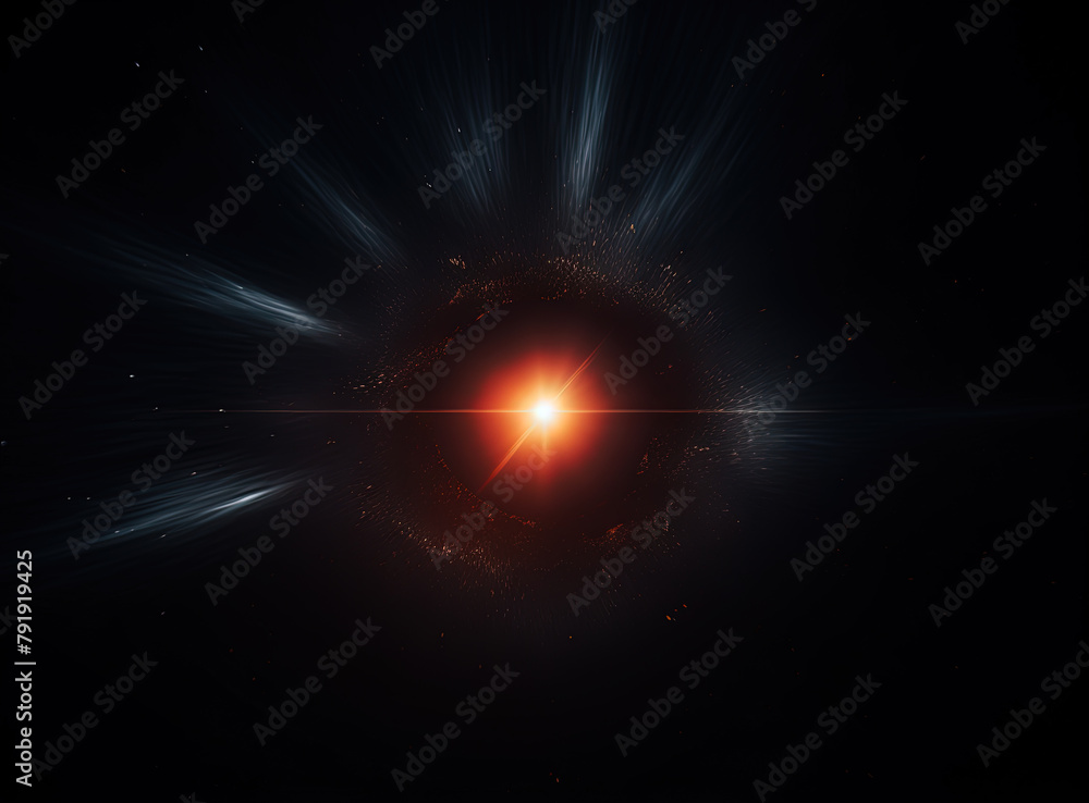 Aufkleber light flare in the dark space. abstract background with shiny lens glare effect.