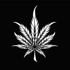 logo simple en blanco y negro de una planta de marihuana