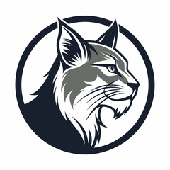   A Bobcat side view  Icon in circle logo,  vector illustration 