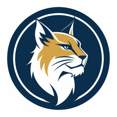   A Bobcat side view  Icon in circle logo,  vector illustration 