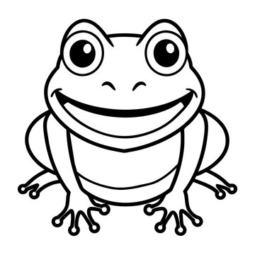 recommend clip art: A frog cartoon line art logo icon vector illustration.