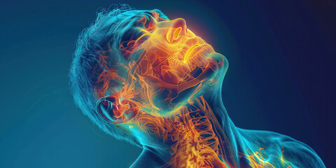 Hypoparathyroidism: The Muscle Cramps and Tingling - Visualize a person with highlighted parathyroid gland showing underactivity, experiencing muscle cramps and tingling