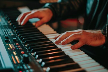 Obraz premium Pianist's Fingers Dancing Across Keys