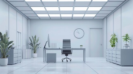 Loopable animation of gray infinite office for boring routine work