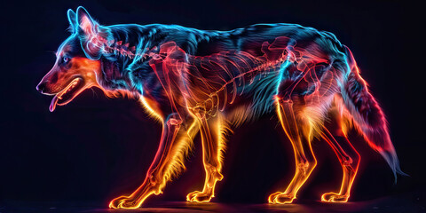 Canine Arthritis: The Joint Stiffness and Reluctance to Move - Visualize a dog with highlighted joints showing inflammation, experiencing joint stiffness and reluctance to move - obrazy, fototapety, plakaty