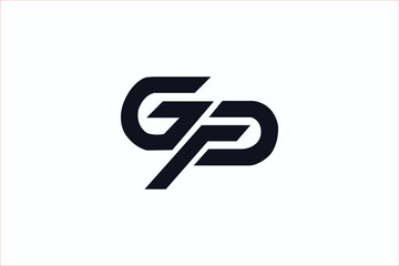 Logo vector illustration gp silhouette white background.