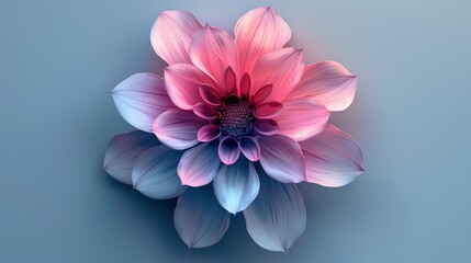 Pastel Flower Illustration with Blue, Pink and Aquamarine Hues Generative AI - obrazy, fototapety, plakaty