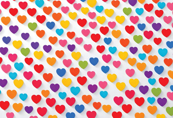 a card with many hearts on it with colorful rainbow color