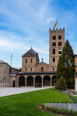 Fototapeta na wymiar Monastery of Santa Maria de Ripoll, Catalonia, Spain. Founded in 879, it is considered the cradle of the Catalan nation.