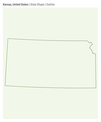 Kansas, United States. Simple vector map. State shape. Outline style. Border of Kansas. Vector illustration.