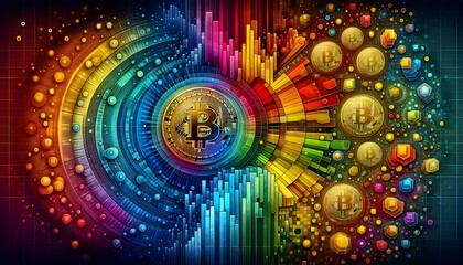 Bitcoin Halving Abstract: Spectrum of Colors Representing Impact with Diverse Wallpaper