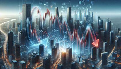 Abstract Visualization of Market Downturns: A Financial Abstract Wallpaper for Financial Advisors - Stock Photo Concept