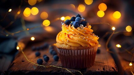 Pumpkin cupcake dessert autumn elegance blueberry berry christmas food light christmas lights illuminate baked baked pastry item