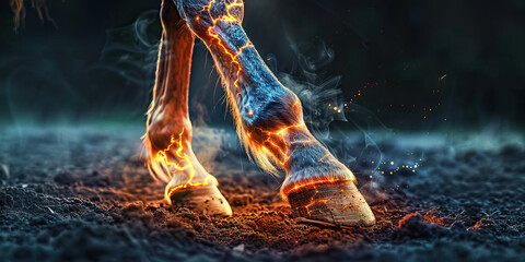 Equine Navicular Syndrome: The Heel Pain and Lameness - Picture a horse with highlighted hoof showing navicular bone inflammation, experiencing heel pain and lameness,