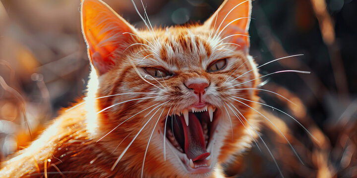 Feline Dental Resorption: The Tooth Resorption and Difficulty Eating - Imagine a cat with highlighted teeth showing resorption, experiencing tooth resorption and difficulty eating, illustrating the sy