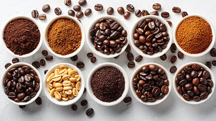 Selection of different roasted coffee beans
