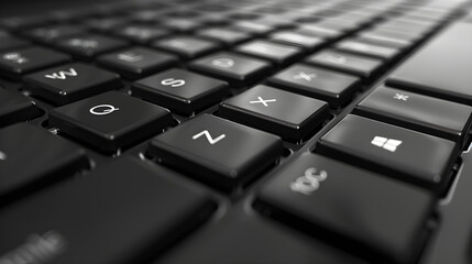 Stunning Close-Up View of a Modern Keyboard in Classic QWERTY Layout - obrazy, fototapety, plakaty