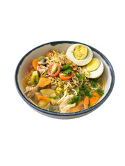 testing experiments mixed vegetable soup wih chicken meat, chicken egg, and chicken broth