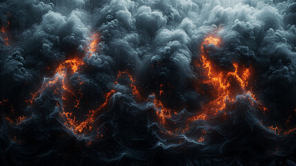 Fototapeta premium Abstract grey black background with waves, smoke, fog. Fire, flame, heat, burn, burning, red. Abstract digital wave with smoke. Flow. Futuristic innovation concept modern Background Graphic design. 