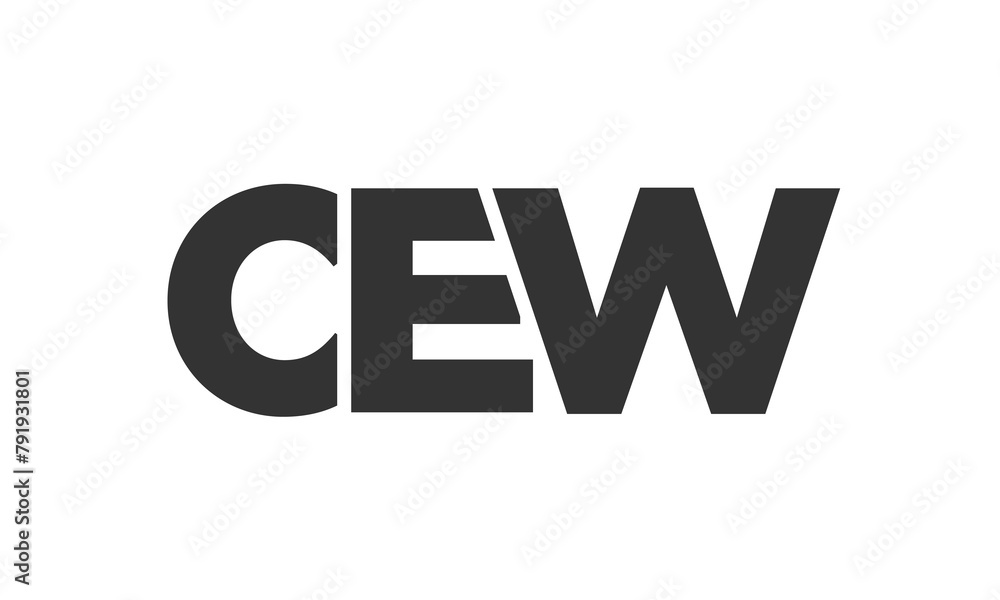 Poster CEW logo design template with strong and modern bold text. Initial based vector logotype featuring simple and minimal typography. Trendy company identity.