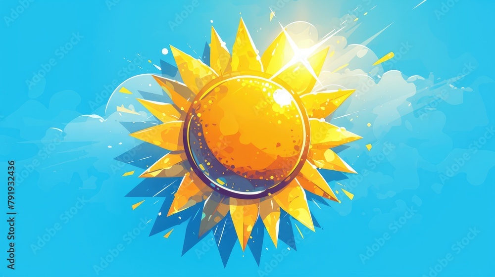 Poster enhance your design with a dynamic sun icon 2d to represent the weather