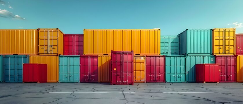 Sea freight logistics service for cargo transportation with container boxes. Concept Sea Freight, Logistics Service, Cargo Transportation, Container Boxes