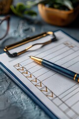 Detailed View of a Pen Checking Off Items on a To-Do List