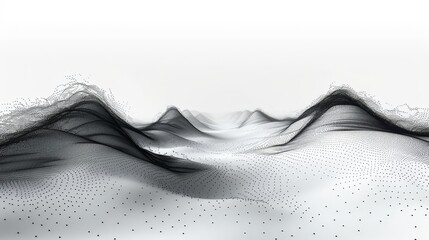 Black and white digital mountain range made of particles - obrazy, fototapety, plakaty