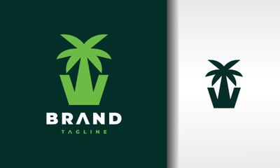 letter W coconut tree logo