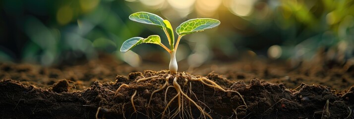 Sprouting Seed in Soil Cross-Section