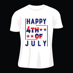 a white t-shirt with a message happy 4th of July