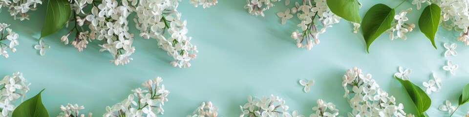 background scattered branches of lilies, top view. - obrazy, fototapety, plakaty