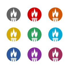 Torch icon logo icon isolated on white background. Set icons colorful