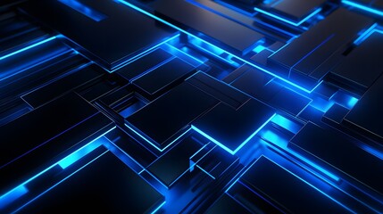 3d rendering of blue and black abstract geometric background. Scene for advertising, technology, showcase, banner, game, sport, cosmetic, business, metaverse. Sci-Fi Illustration. Product display