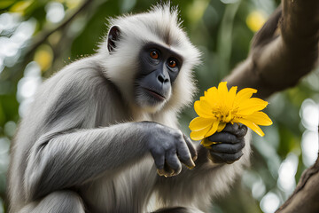 portrait of a long macaque