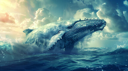 A giant whale in the ocean wildlife animal