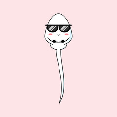 Cute happy funny sperm cell vector illustration design. suitable for infographic, sticker, mascot, t-shirt, etc. Eps 10.