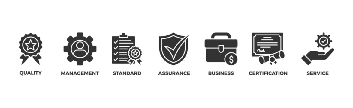 ISO 9001 banner web icon vector illustration concept with icon of quality, management, standard, assurance, business, certification and service