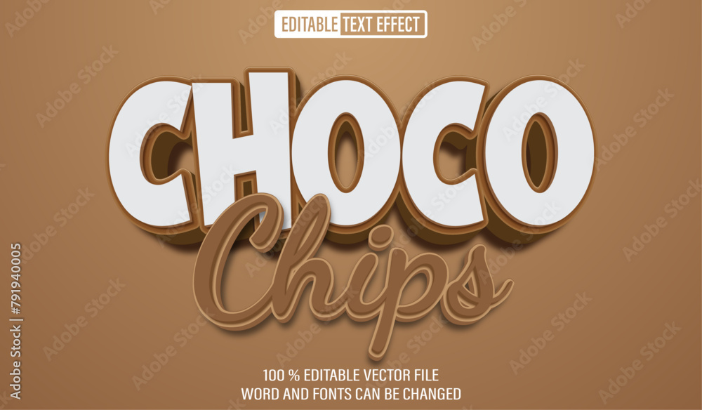 Poster editable 3d text style effect - choco chips text effect template