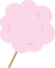 Pink Cotton candy on stick sweet icon.