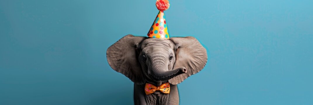 Birthday Elephant: Gentle Giant in a Party Hat and Bow Tie