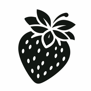 recommend clip art: Strawberry silhouette vector illustration White Background